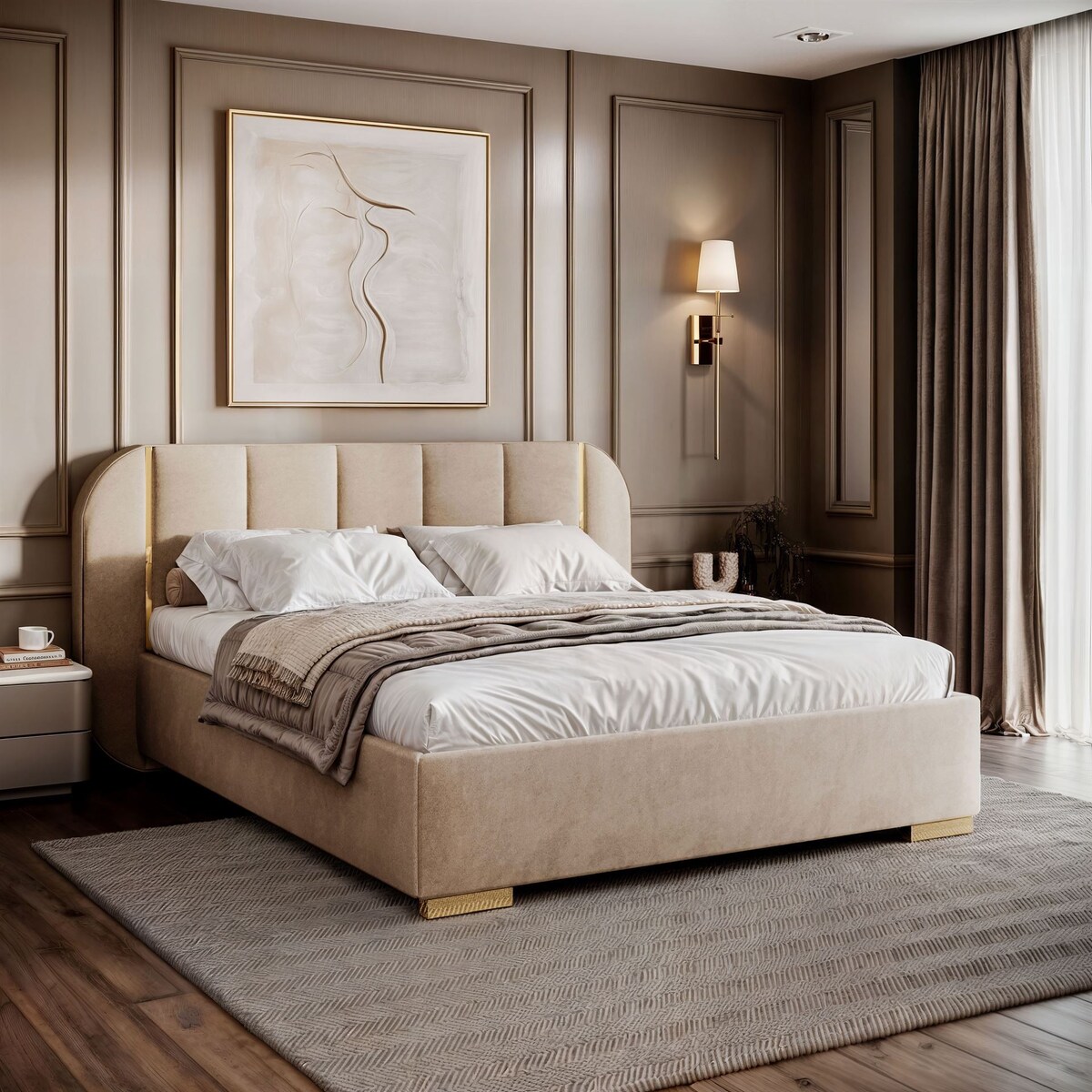 Łóżko tapicerowane AMARA GOLD, pojemnik, stelaż 32, 180x200, Royal Velvet 87170