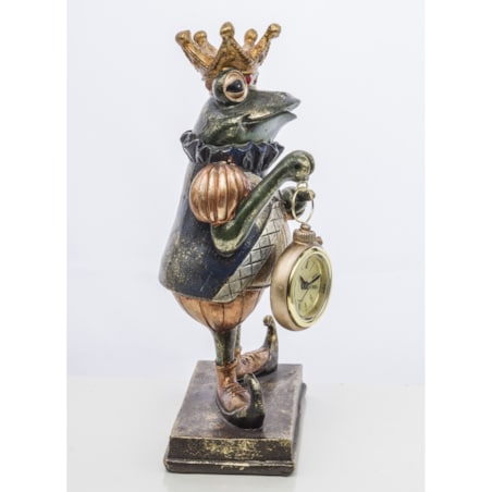 Dekoracja - figurka żabiego króla z zegarkiem 25,5x15,5x10,5 cm FROGG-2 z koroną
