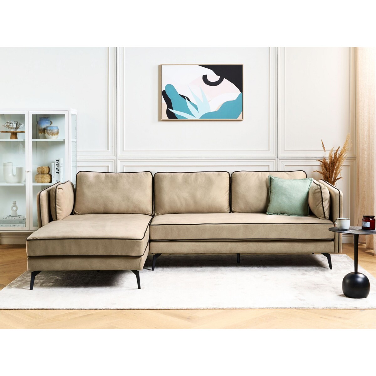 Narożnik welurowy prawostronny beżowy ALTAN