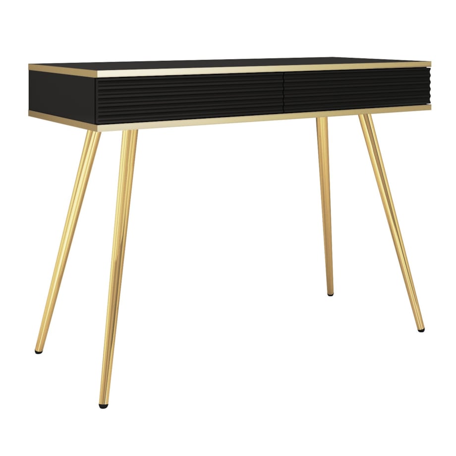 Toaletka ryflowana POLO 102 na wysokich złotych nóżkach, czarna