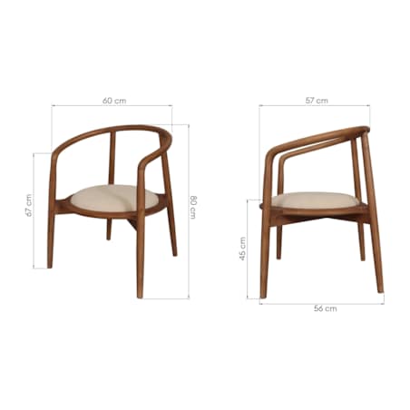 Krzesło drewniane CHARLOTTA 80x60x57 cm orzech-beż zaokrąglone