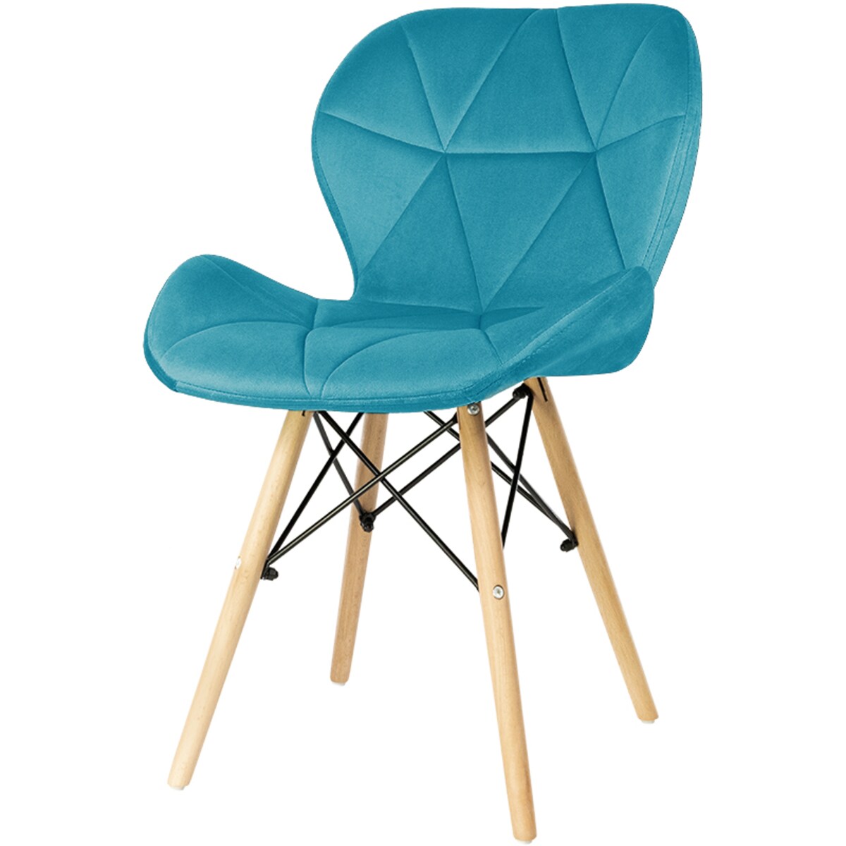 Krzesło tapicerowane welurowe skandynawskie pikowane nowoczesne