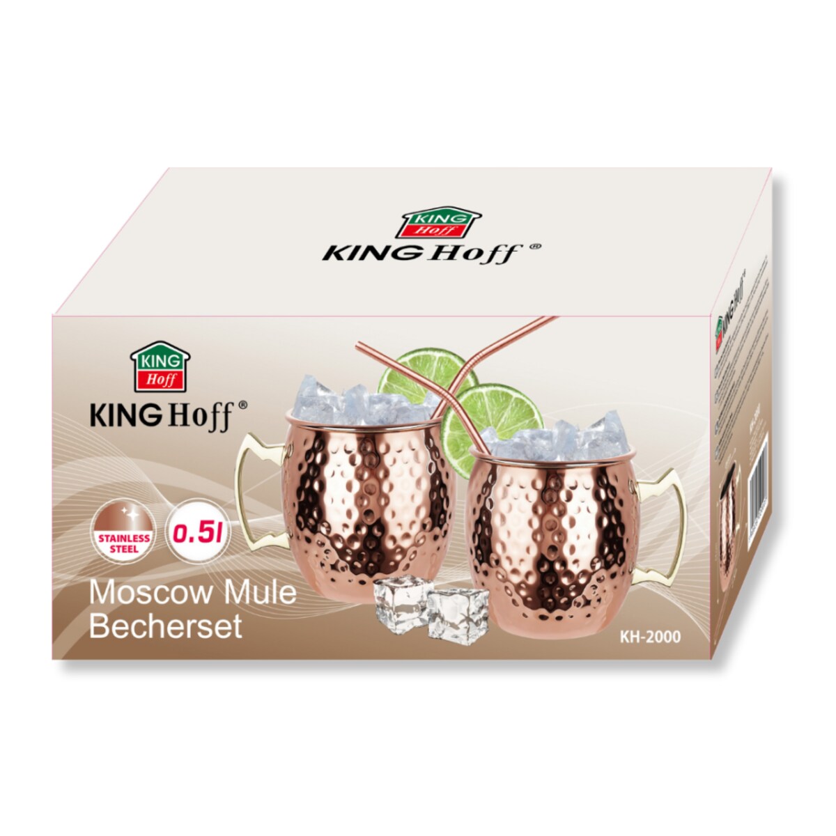Kinghoff zestaw stalowych kubków 500ml do drinków Moscow Mule 64485