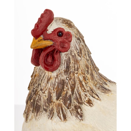 Dekoracja - kura biało-brązowa 23x24x17 cm POULE