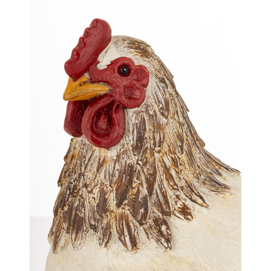 Dekoracja - kura biało-brązowa 23x24x17 cm POULE