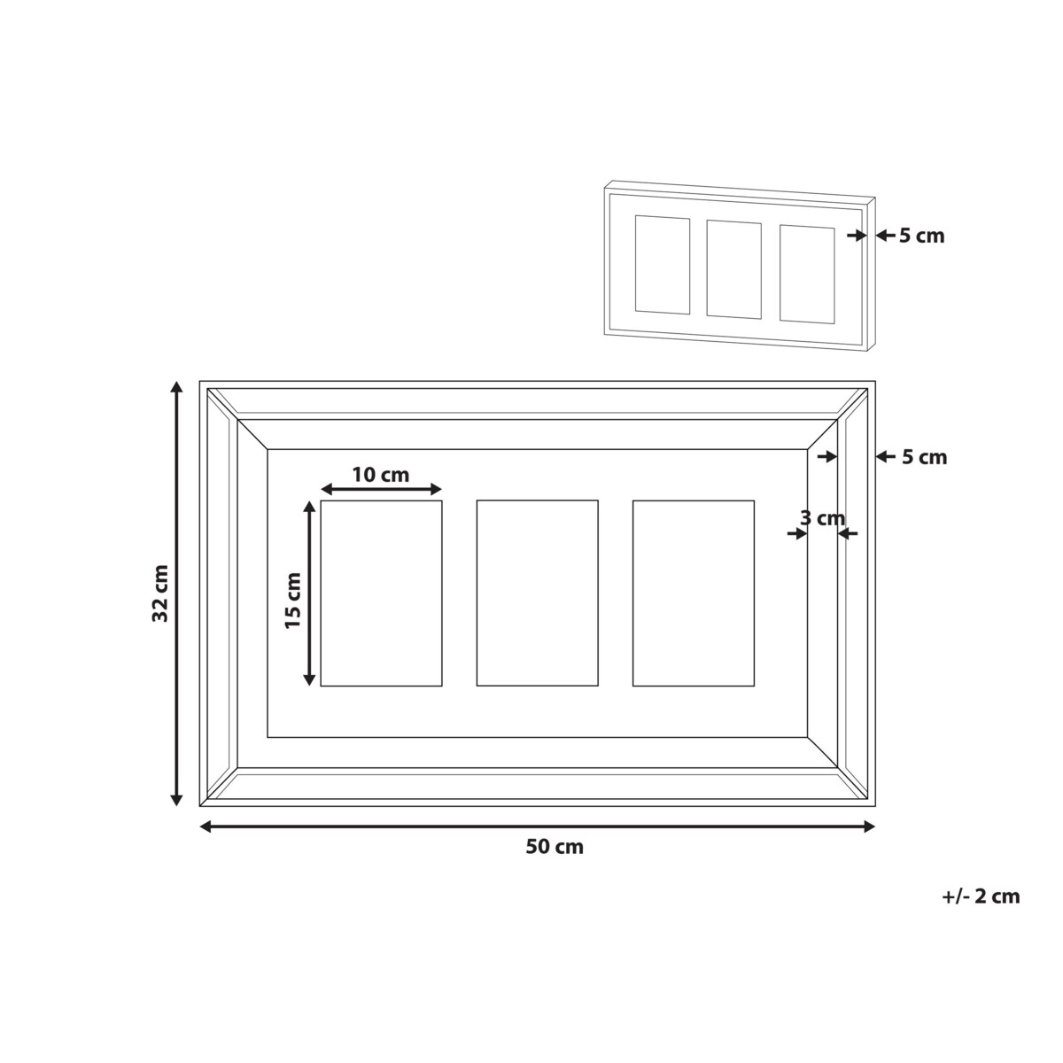Multiramka na 3 zdjęcia lustrzana ciemne drewno SINTA