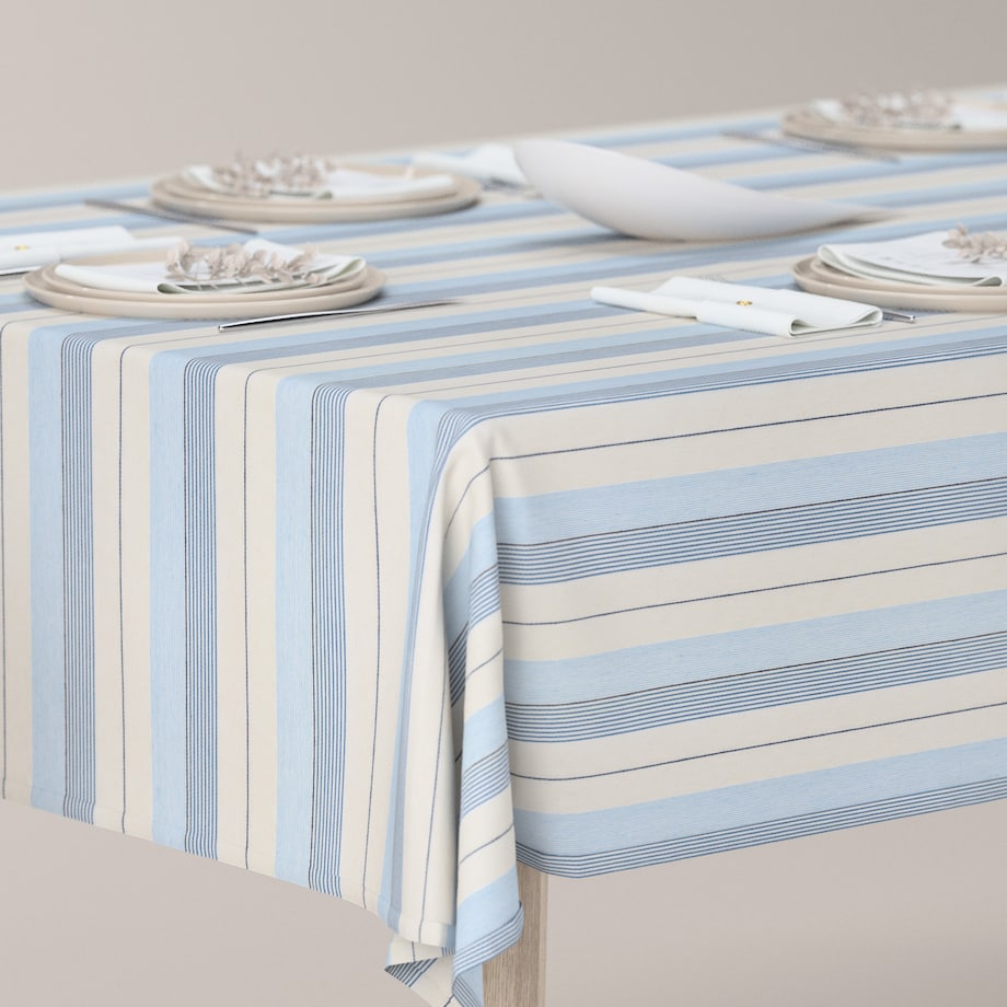 Obrus prostokątny 130 x 130 cm niebieskie pasy
