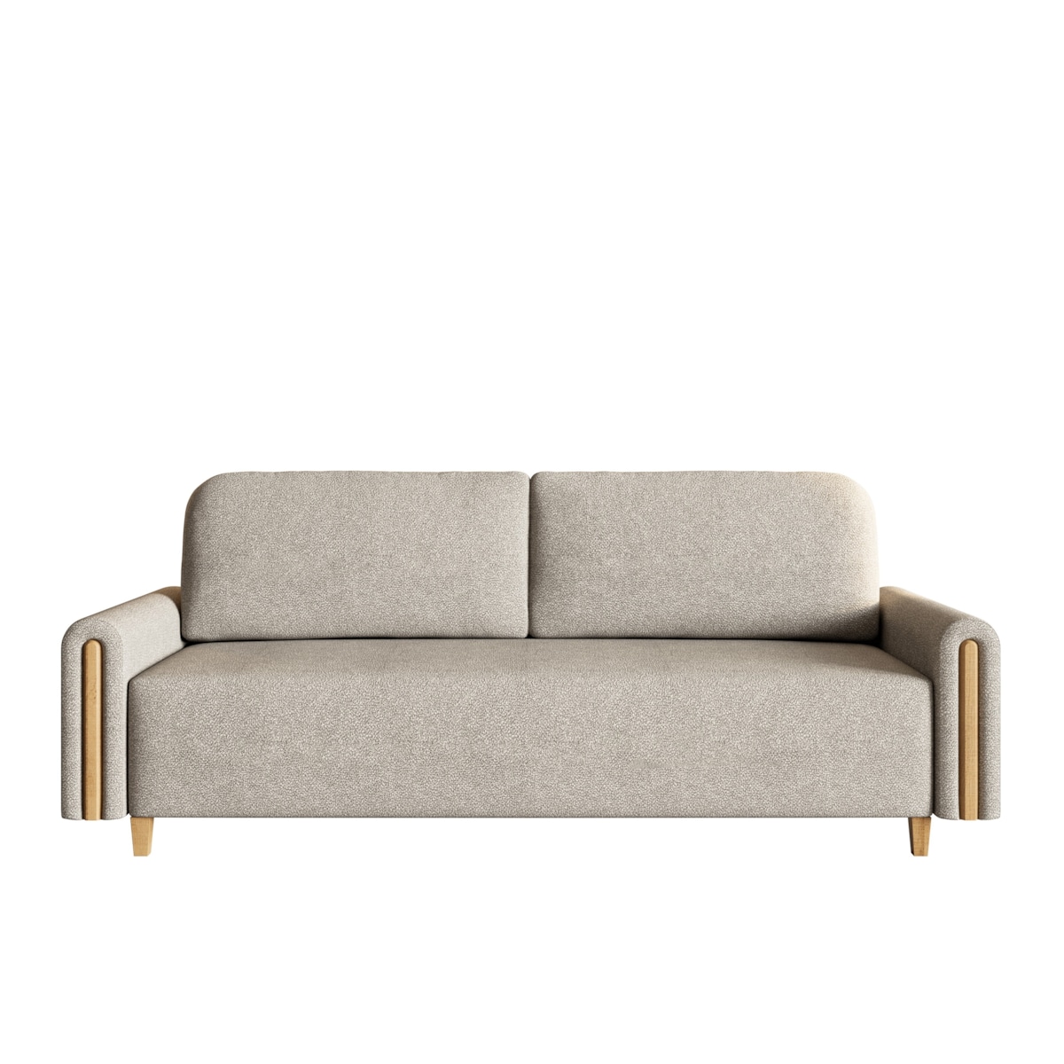 Kanapa MODERN z funkcją spania do salonu- beżowa + drewno bukowe