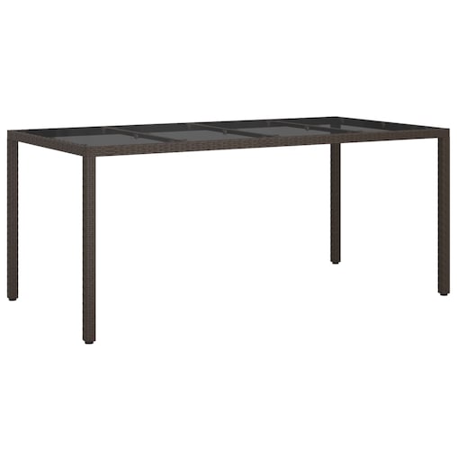 vidaXL Stół ogrodowy, brązowy, 190x90x75 cm, szkło i rattan PE