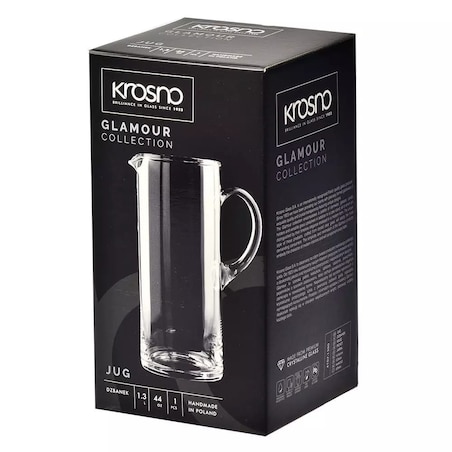 Dzbanek do Napojów Glamour Krosno 1,3 l Prosty Szklany z Uchwytem Bezbarwny