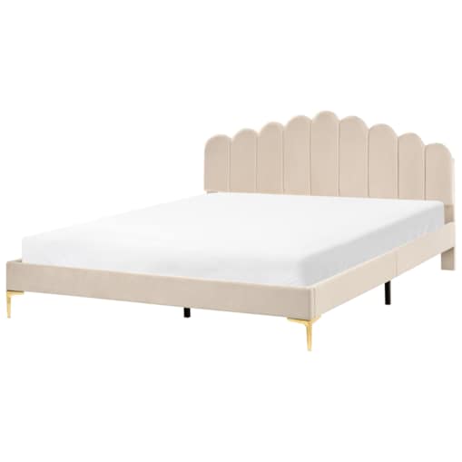 Łóżko Welur SAUVIAN 180 x 200 cm Beżowy