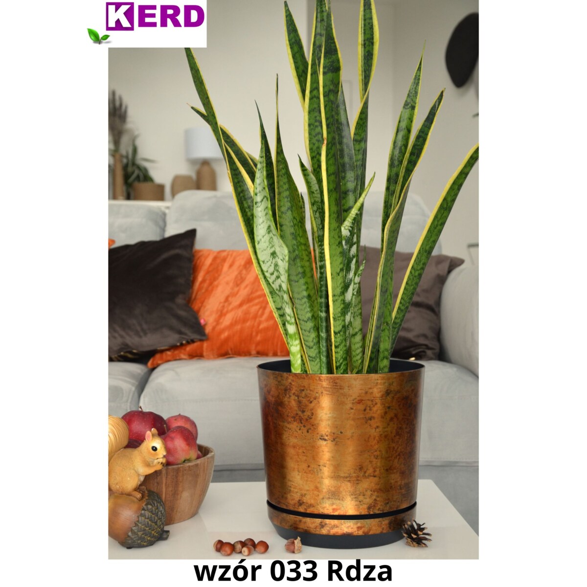 16 cm wzór RDZA Doniczka z podstawką efekt postarzanego metalu industrialna rustykalna loft pomarańczowa