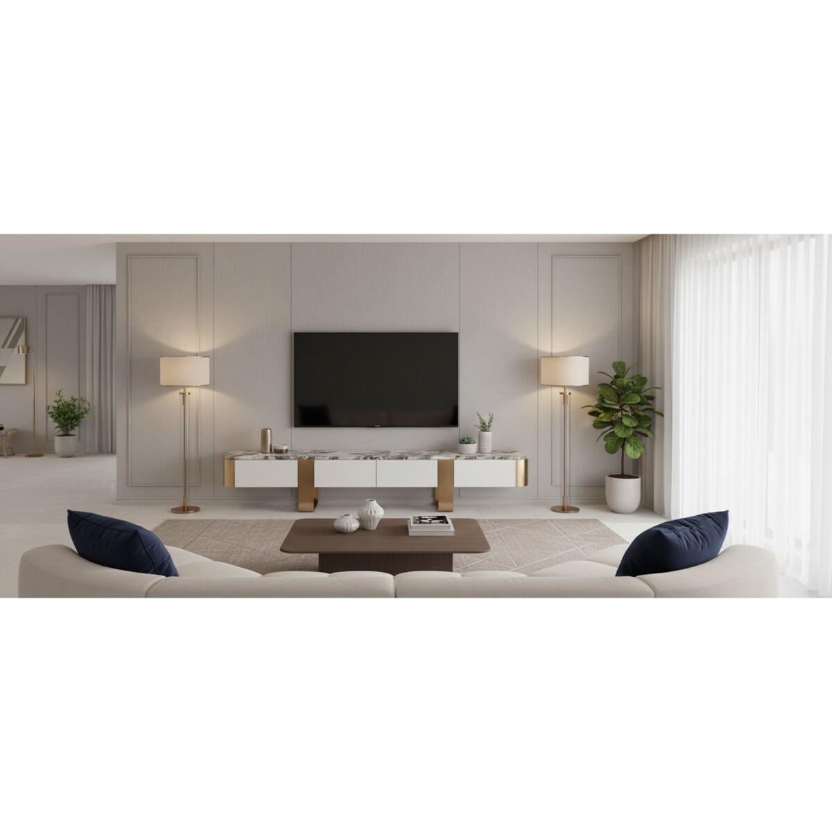 Komoda RTV biała szafka pod telewizor Sofia 200x40x36