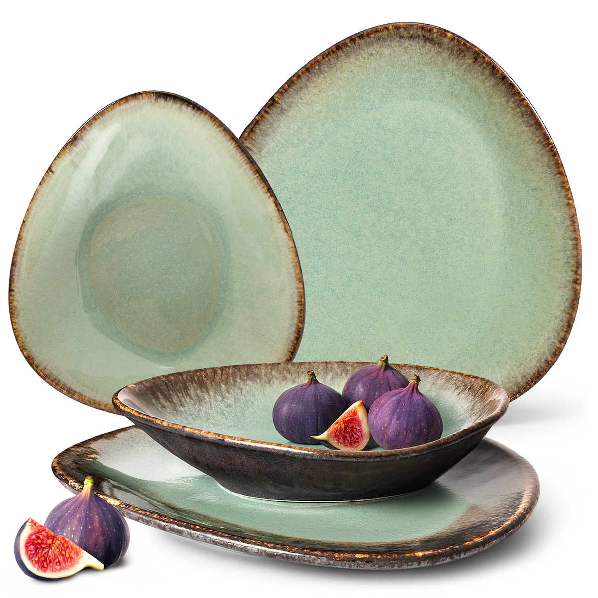 Konsimo PRIMA Zestaw obiadowy 2os. (4 el.), szałwiowy