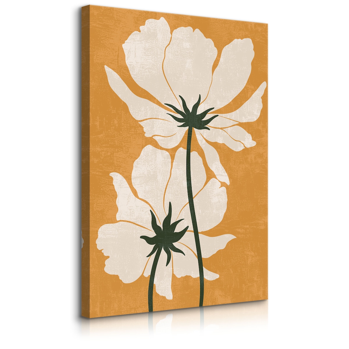 OBRAZ DO SALONU BIAŁE KWIATY LIŚCIE NATURA STYL BOHO MINIMALIZM 30x40cm