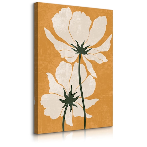 OBRAZ DO SALONU BIAŁE KWIATY LIŚCIE NATURA STYL BOHO MINIMALIZM 30x40cm
