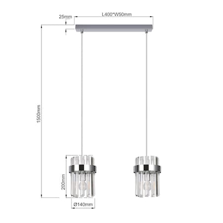 Lampa sufitowa wisząca Light Prestige Vetro chrom 2 x E14 1 szt.
