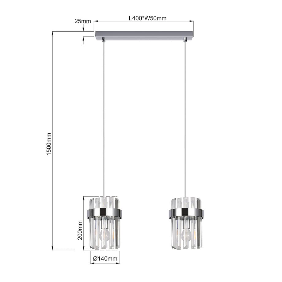 Lampa sufitowa wisząca Light Prestige Vetro chrom 2 x E14 1 szt.