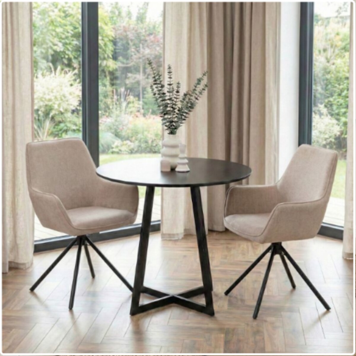 Krzesło tapicerowane nowoczesne wygodne beżowe pikowane do jadalni salonu