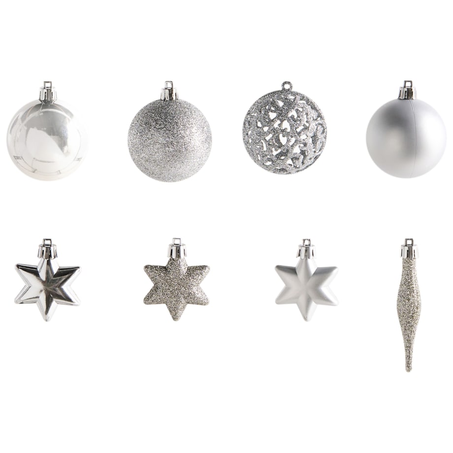 Zestaw 102 bombek BANDAK Srebrny