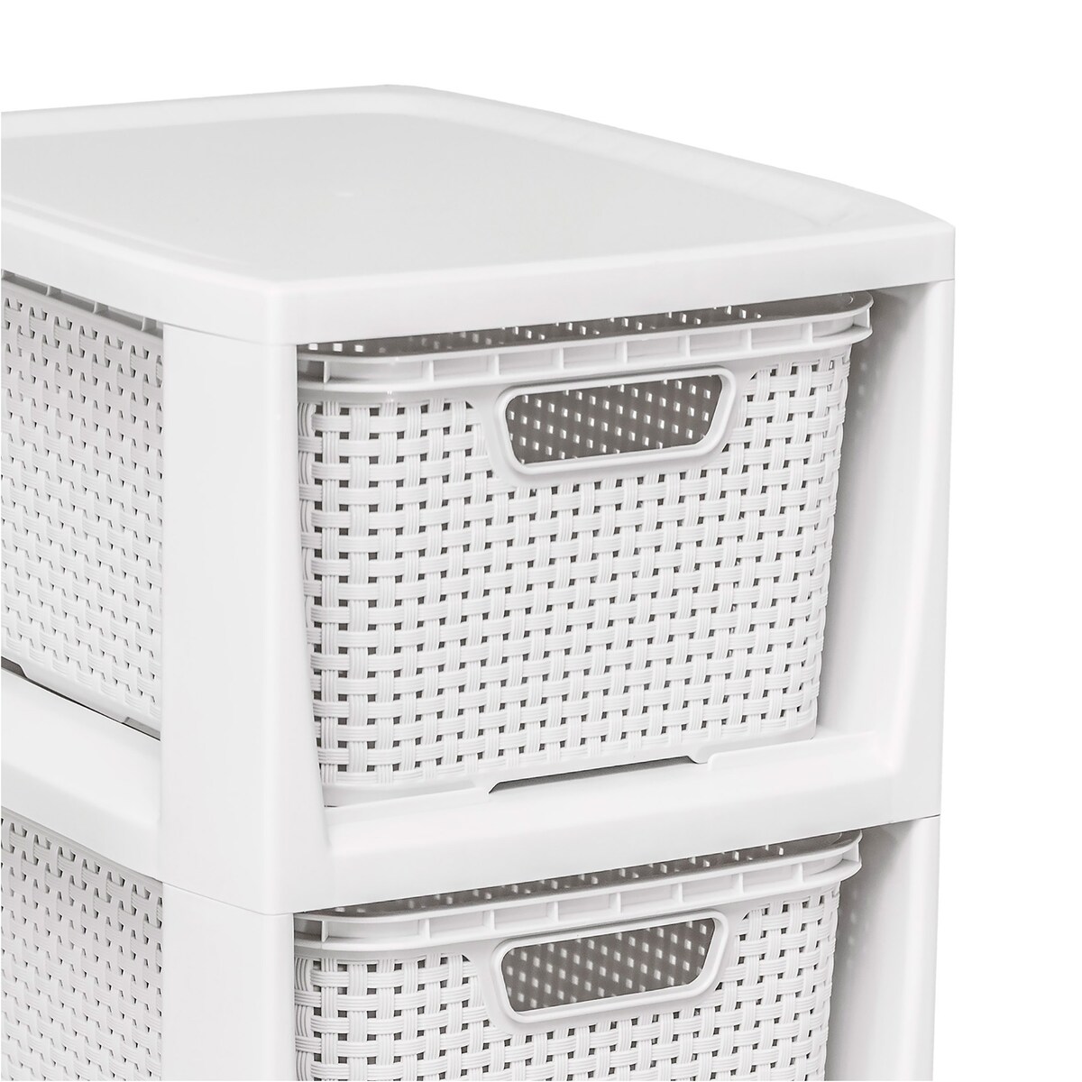 Regał Stojak Łazienkowy Rattanowy Szafka Z Koszami 4 X 7L Biały