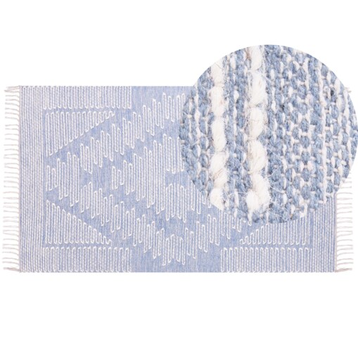 Dywan bawełniany 80 x 150 cm niebiesko-biały ANSAR