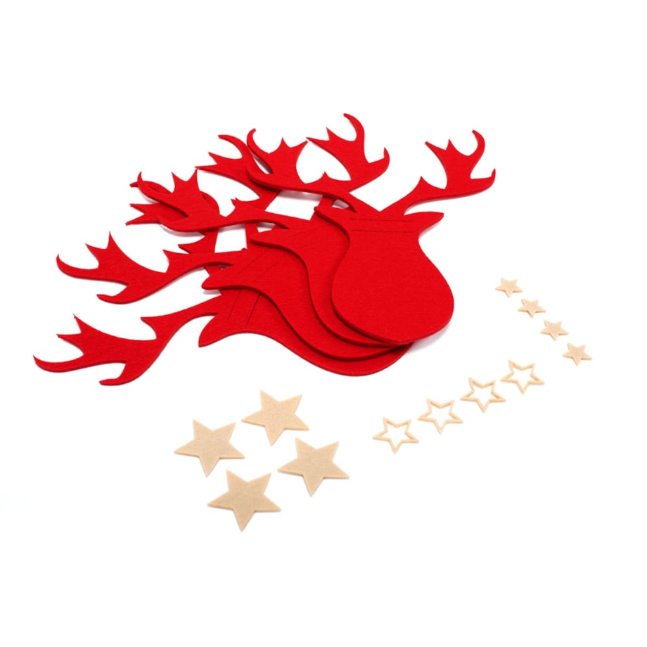 Pokrowiec na sztućce Świateczny 6 szt Renifer Czerwony