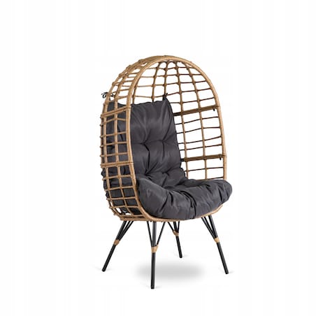 Fotel Ogrodowy Kokon Wypoczynkowy Rattanowy Na Taras MADISON szary