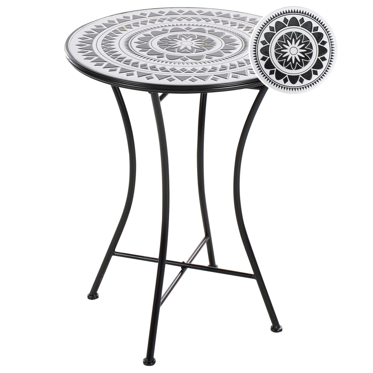 Stolik bistro COMISO 60 cm 60 cm Metal Czarny/ biały