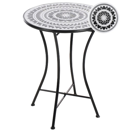 Stolik bistro COMISO 60 cm 60 cm Metal Czarny/ biały