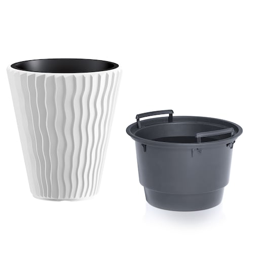 Doniczka Donica Ogrodowa 29,7 Cm Okrągła Na Taras Do Ogrodu Domu Biała