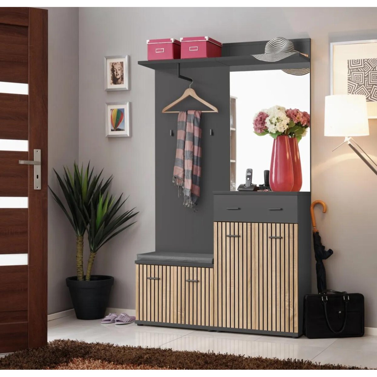 Garderoba do przedpokoju MARCO II antracyt/dąb artisan