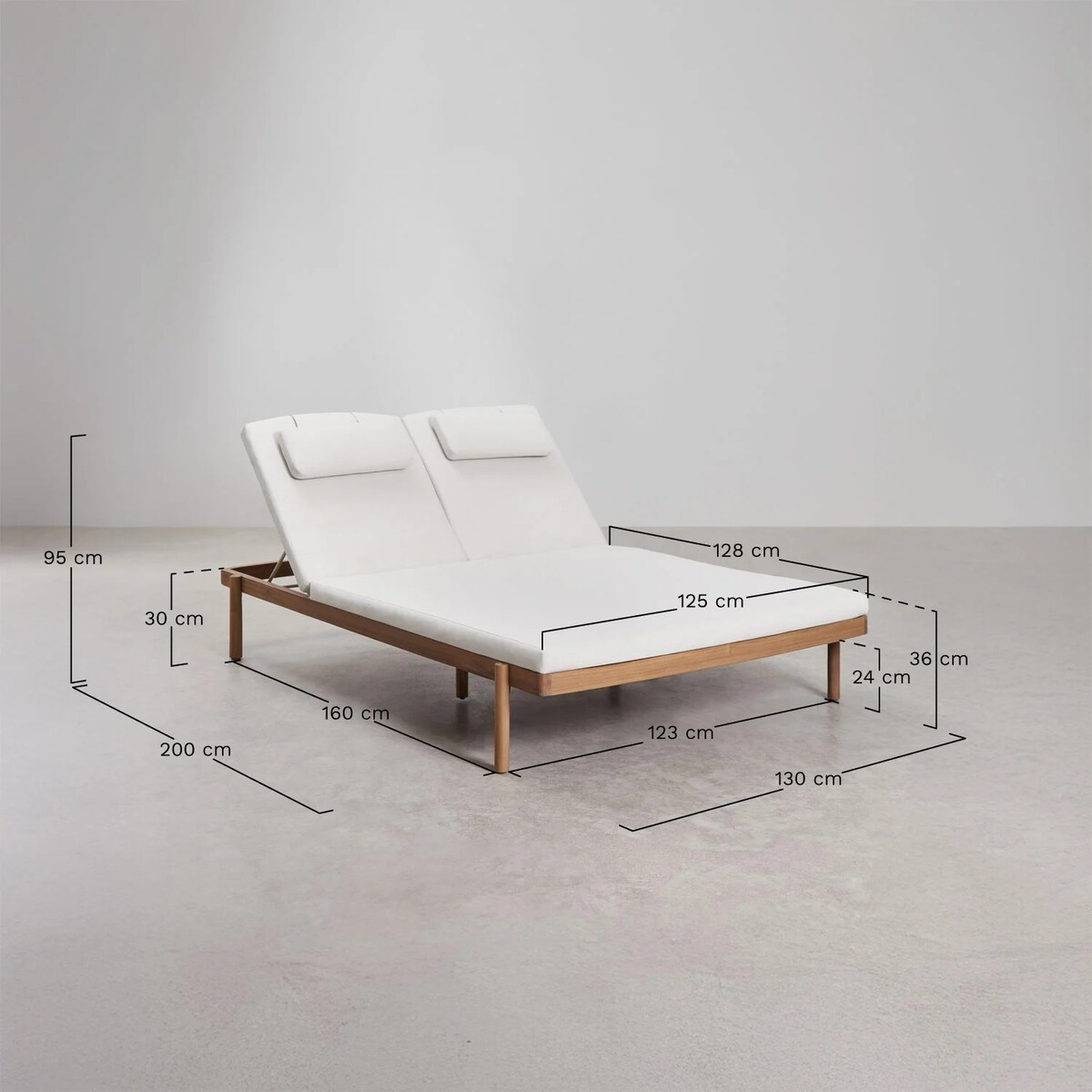 Podwójny leżak z drewna akacjowego Aderyn