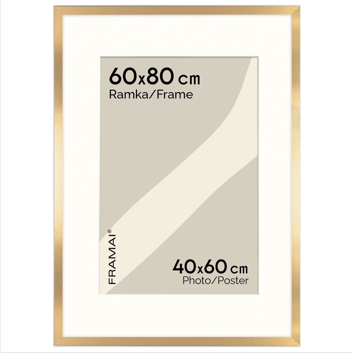Złota ramka na zdjęcia HEN PASS Z 60x80 cm z passe partout (50x70 cm)