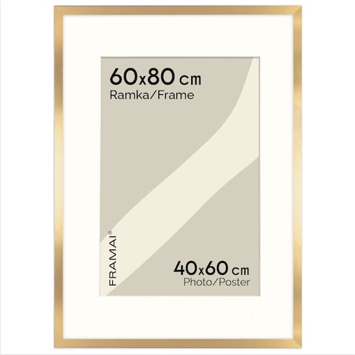 Złota ramka na zdjęcia HEN PASS Z 60x80 cm z passe partout (50x70 cm)