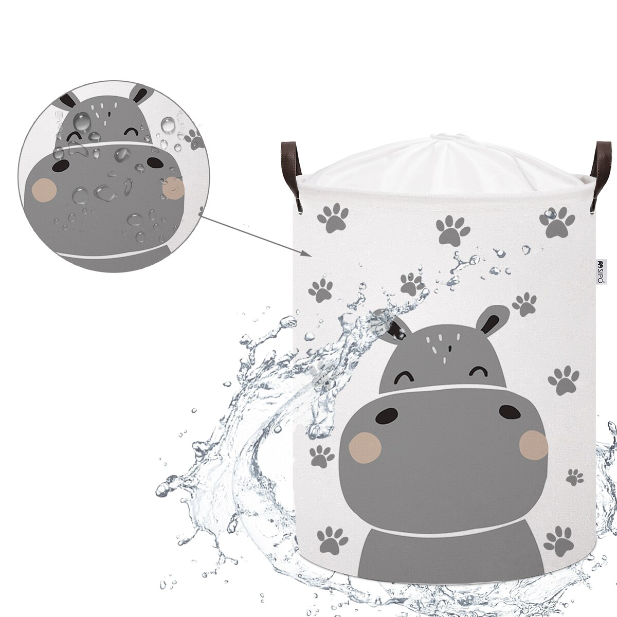 bawełniany kosz na zabawki sipo, zamykany na ściągacz, hipo, xl