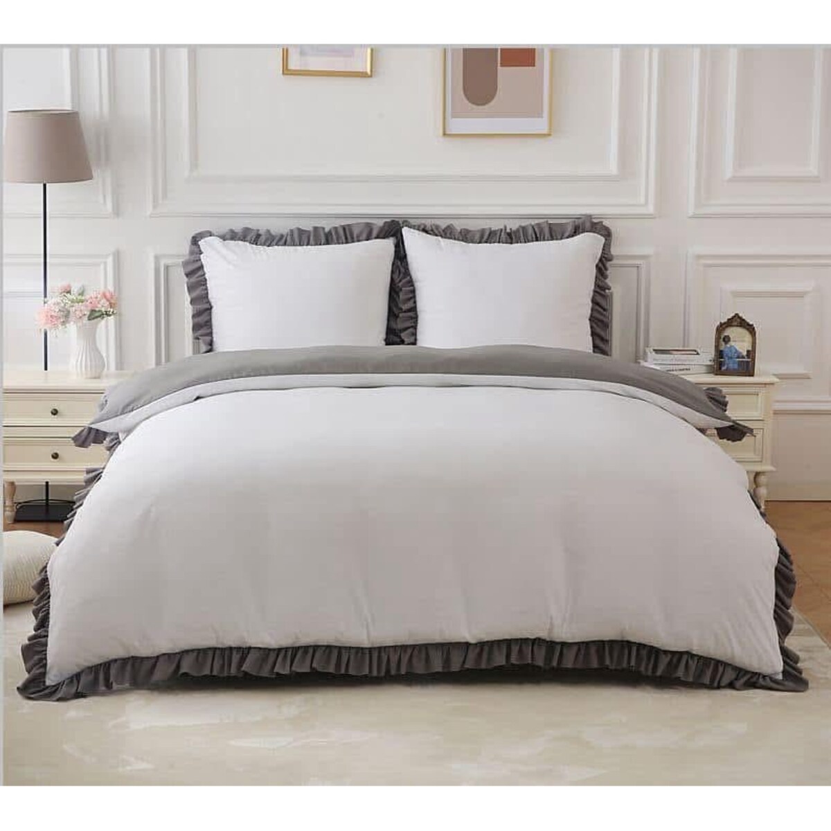 Pościel mikrofibra dwukolorowa z falbanką 160x200 cm