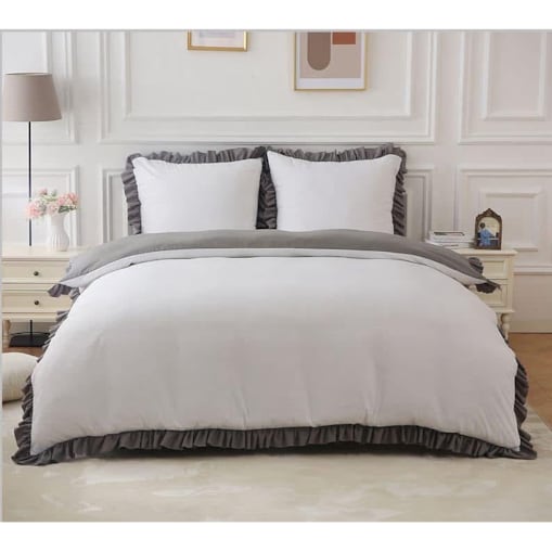 Pościel mikrofibra dwukolorowa z falbanką 160x200 cm