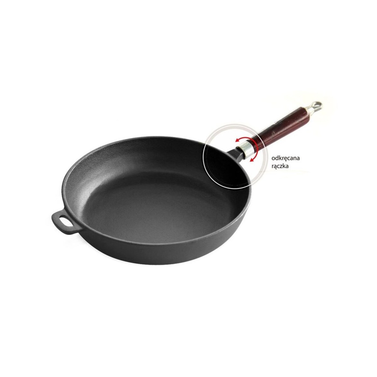 Patelnia żeliwna z odkręcaną rączką duża 30cm KINGHOFF