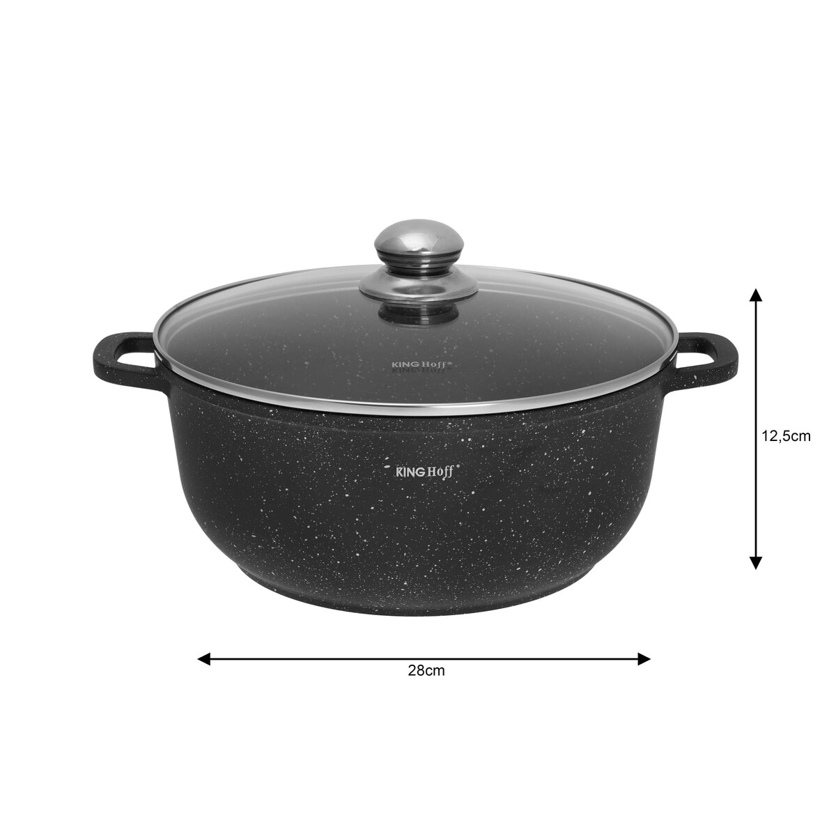 Garnek z powłoką marmurową 6.5L 28cm indukcja gaz KINGHOFF