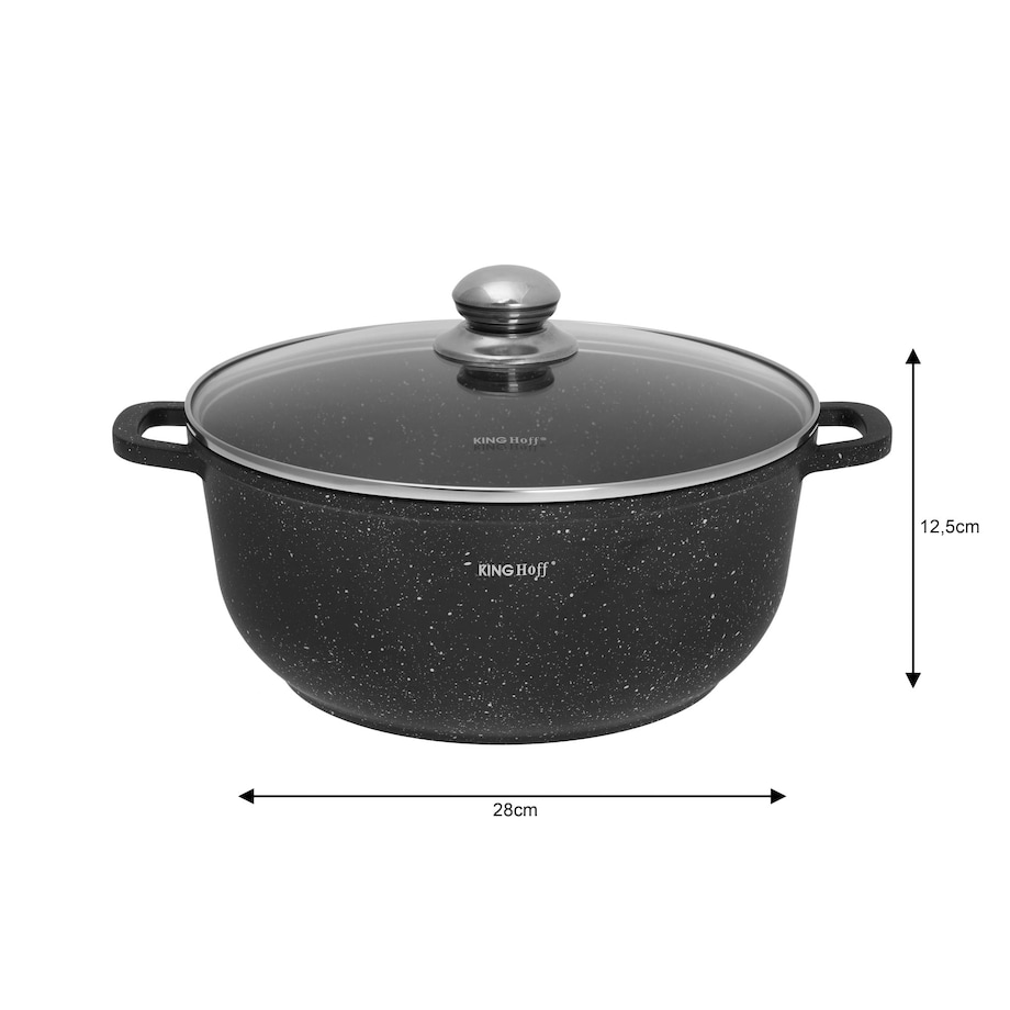 Garnek z powłoką marmurową 6.5L 28cm indukcja gaz KINGHOFF