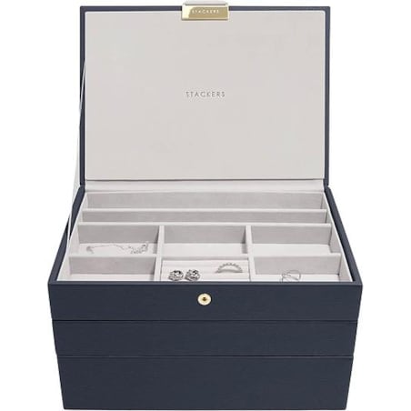 Szkatułka na biżuterię Stackers potrójna classic granatowa
