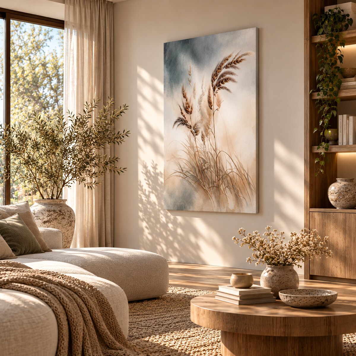 Obraz Trawy pampasowe– styl boho