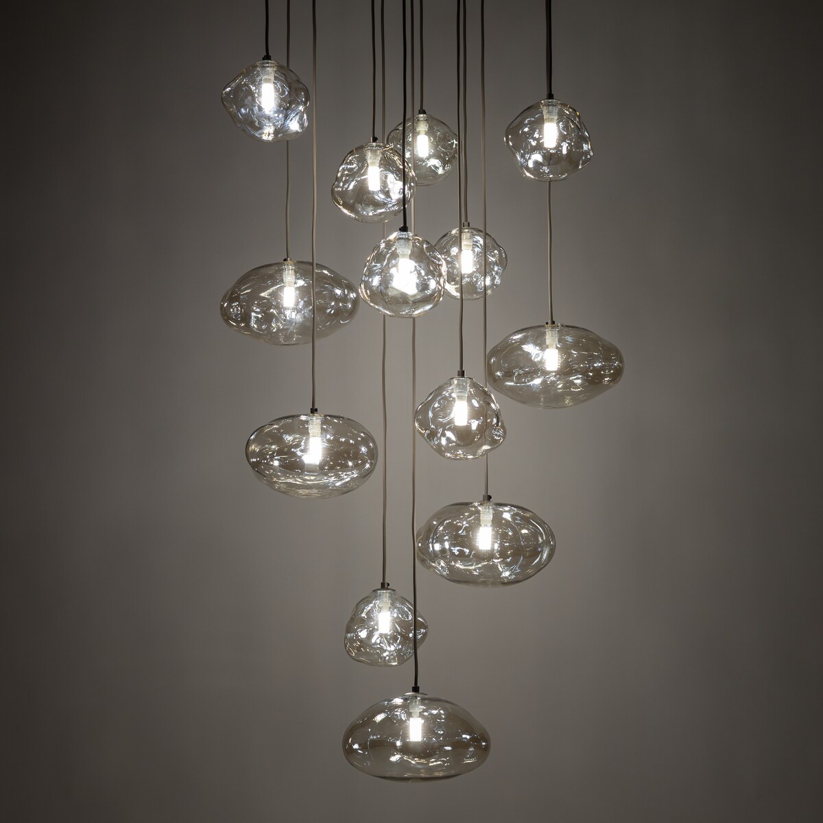 Lampa Wisząca Na Kole Tk Lighting Nebia Brązowa Tytan Kaskada 13Xg9 Koniakowe Klosze Nieregularne Szkło