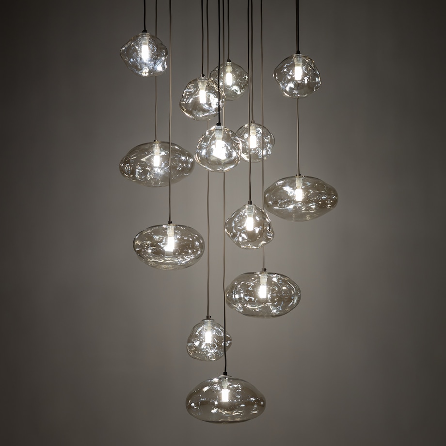 Lampa Wisząca Na Kole Tk Lighting Nebia Brązowa Tytan Kaskada 13Xg9 Koniakowe Klosze Nieregularne Szkło