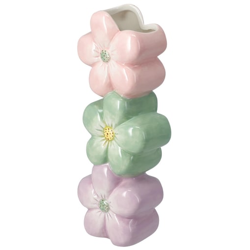 Ceramiczny wazon dekoracyjny z motywem kwiatów BLOMMA, 23 cm
