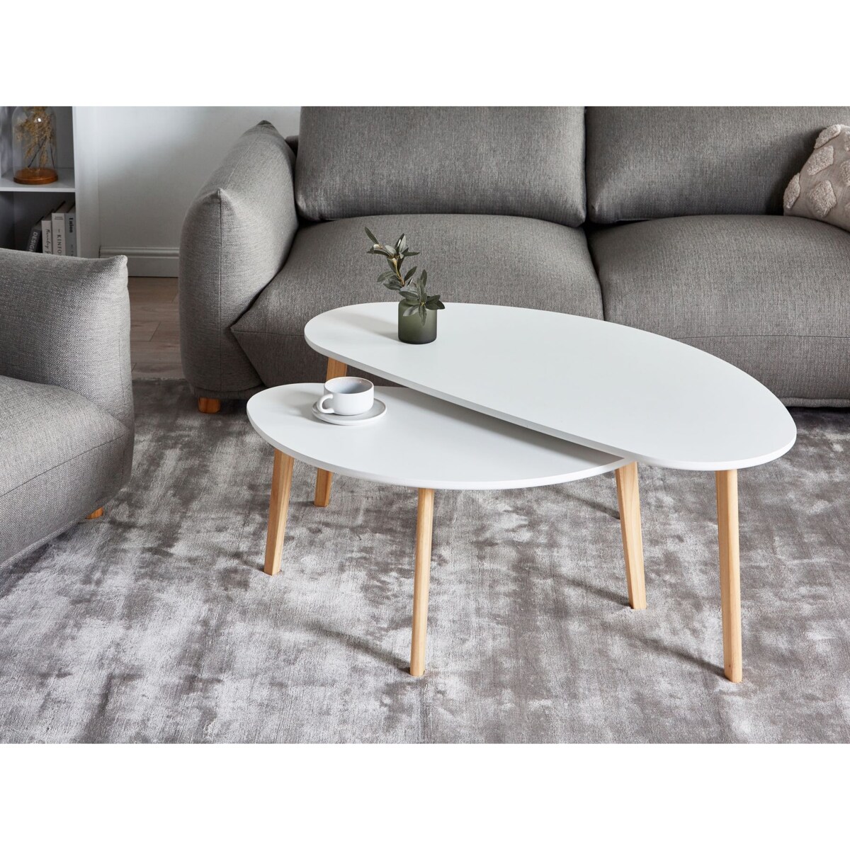 Zestaw 2 stolików kawowych biały FLY