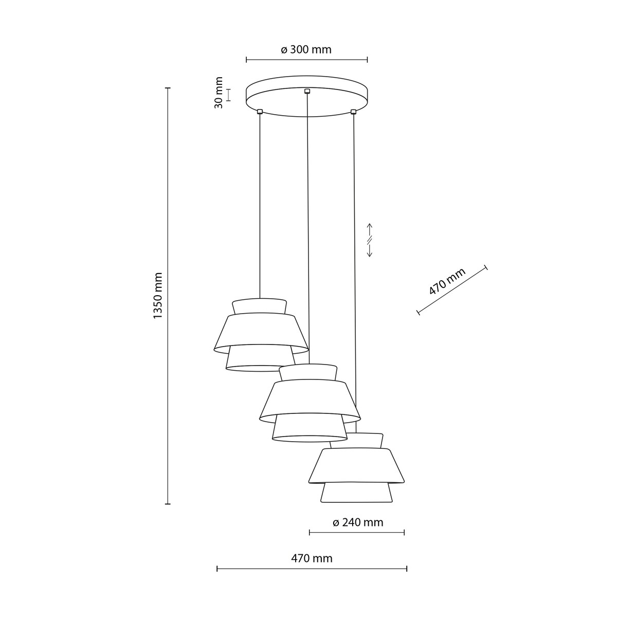 Lampa Wisząca Na Kole Tk Lighting Kalum Len Fornir 3Xe27 Skandynawski, Boho, Japandi
