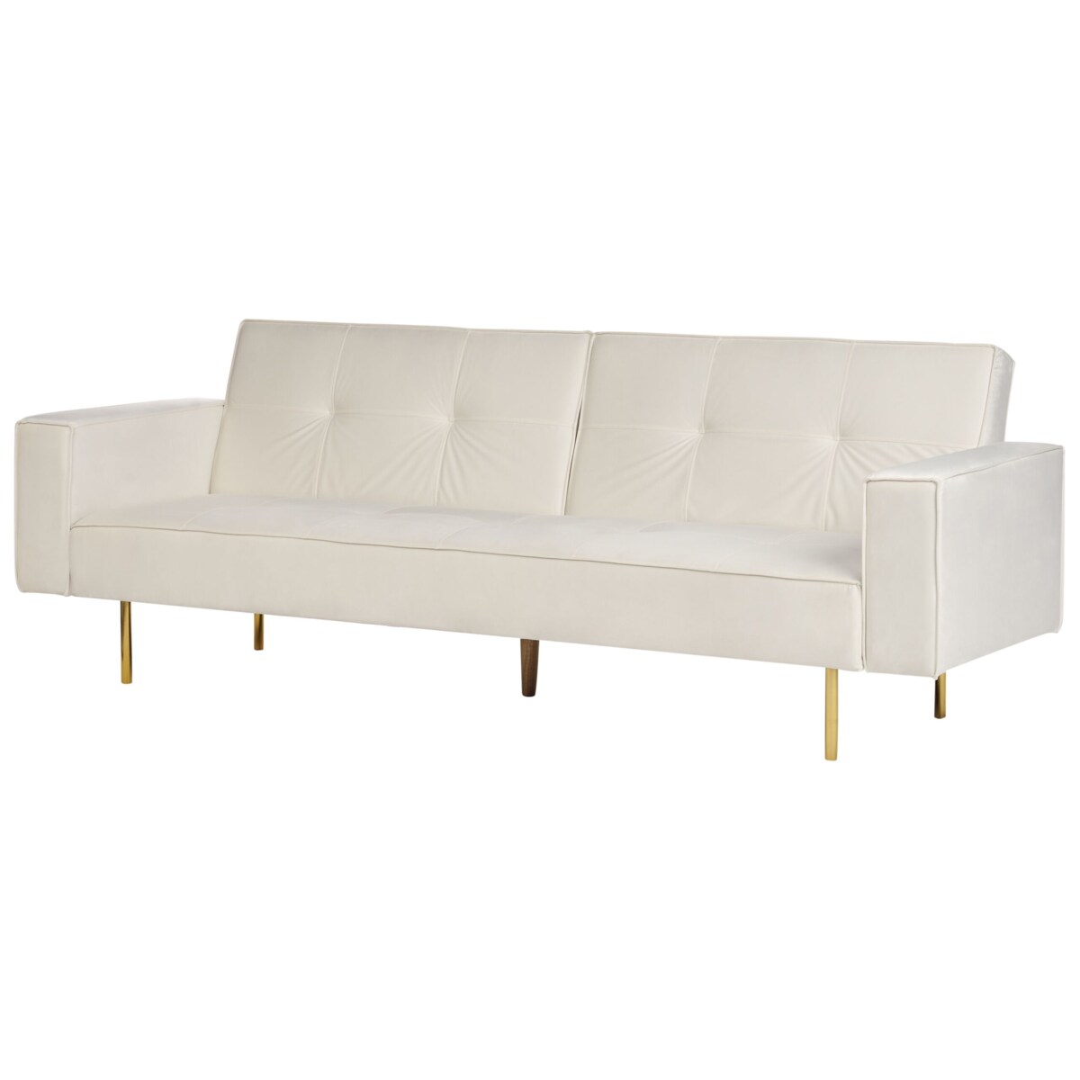 Sofa rozkładana welurowa złamana biel VISNES