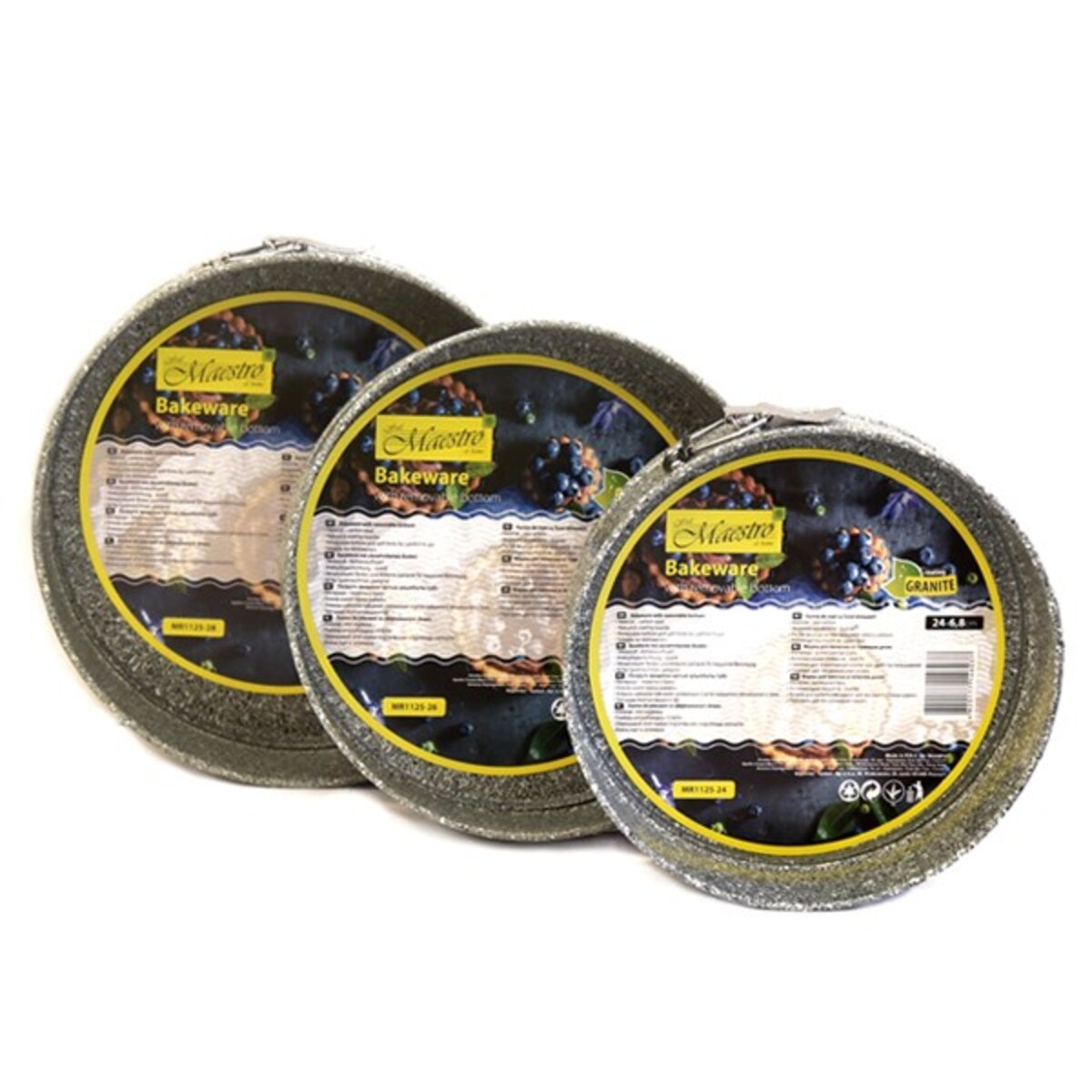 Komplet form forem tortownic do pieczenia ciasta 3-ele 18/20/22cm MAESTRO MR-1125-S